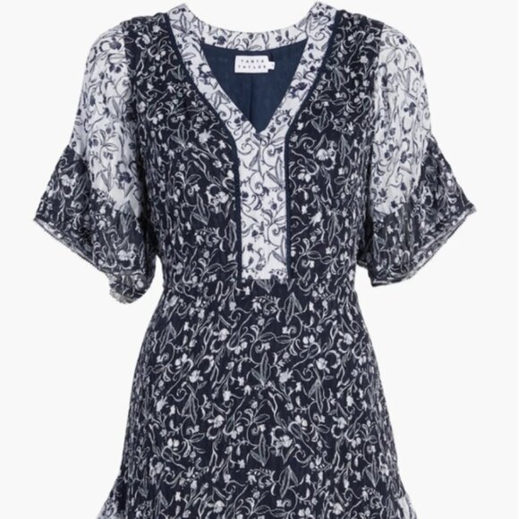 NEW Tanya Taylor Kayla Silk Floral Ruffle Mini Dress - Picture 3 of 12